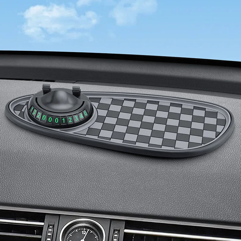 Car Dashboard Anti-Slip Mat Phone Holder & Parking Number Pad