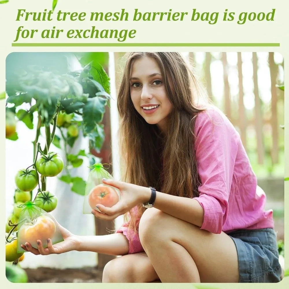 100-Pack Organza Fruit Protection Bags with Drawstring | Grape Covers
