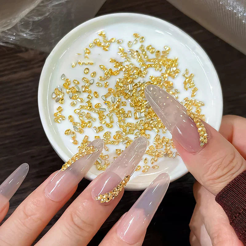 50pcs Golden Yellow Shiny Zircon Rhinestones Nail Charms Mini Rhombic Nails Gemstones Flatback Nail Art Craft Diamonds Decor Peaceful Pleasures Health and Wellness