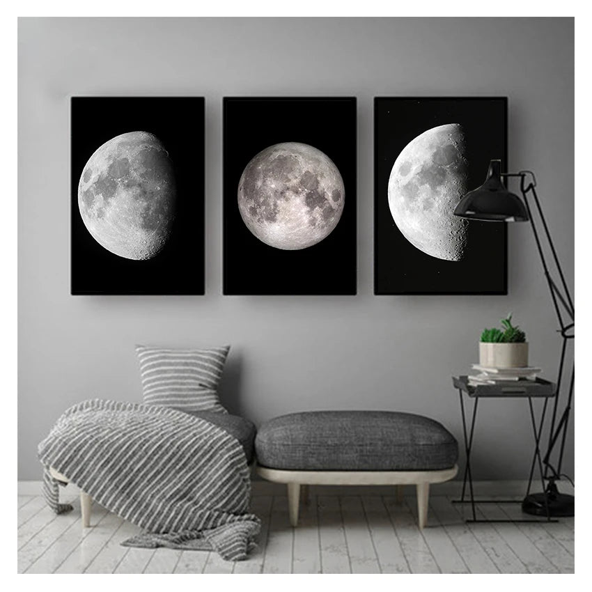 Abstract Moon Satellite Canvas Poster | Astronomy Wall Art Canvas Poster Print Peaceful Pleasures Health and Wellness