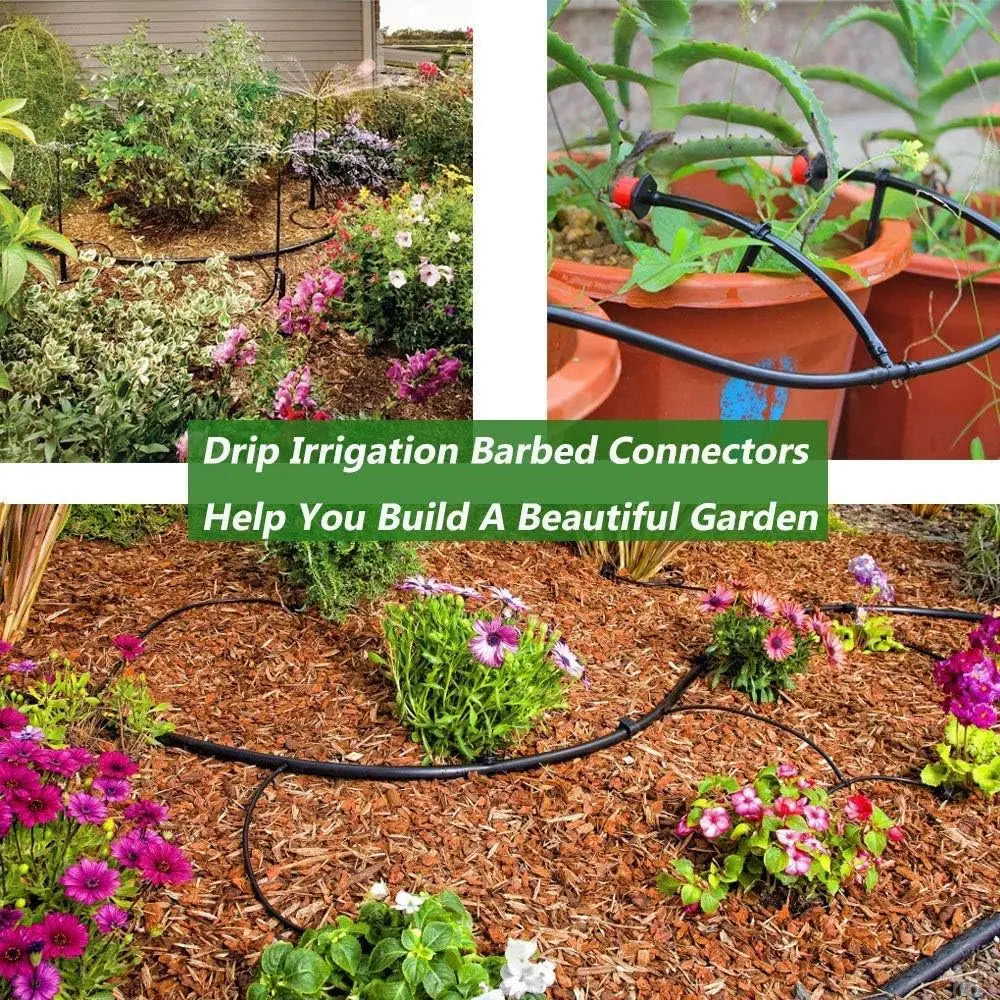 50pcs Barbed Connectors Irrigation Fittings Drip Irrigation Barbed Connectors 4/7mm Tubing Fittings for Flower Pot Garden Lawn Peaceful Pleasures Health and Wellness