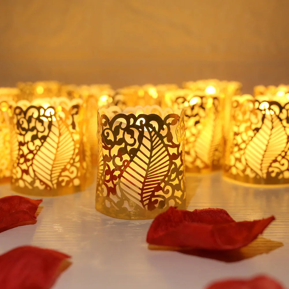 Flameless Tea Light Candles Battery Operated Votive LED Tealights with Paper Lampshade for Festival Party Wedding Holiday Peaceful Pleasures Health and Wellness