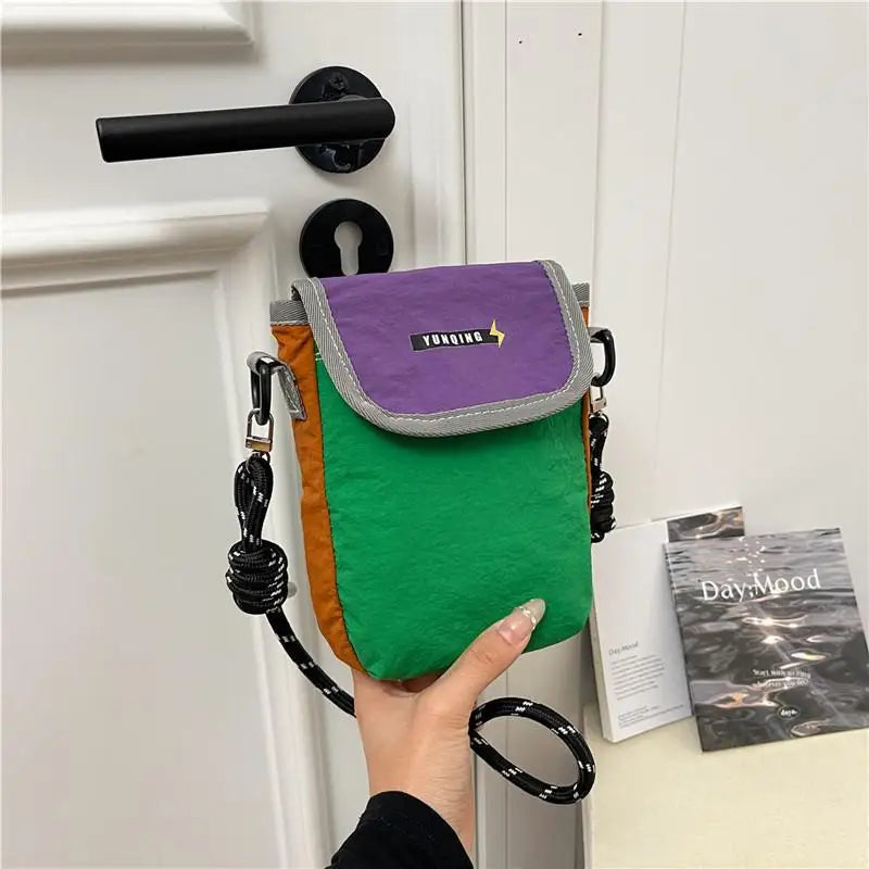 Y2K Mini Crossbody Bag | Color Block Nylon Phone Purse