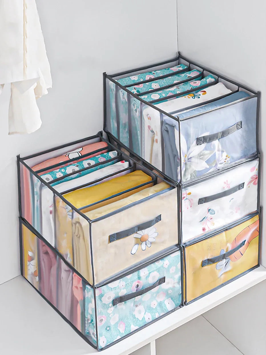 45L 5-Grid Foldable Bedding & Linen Storage Organizer Box