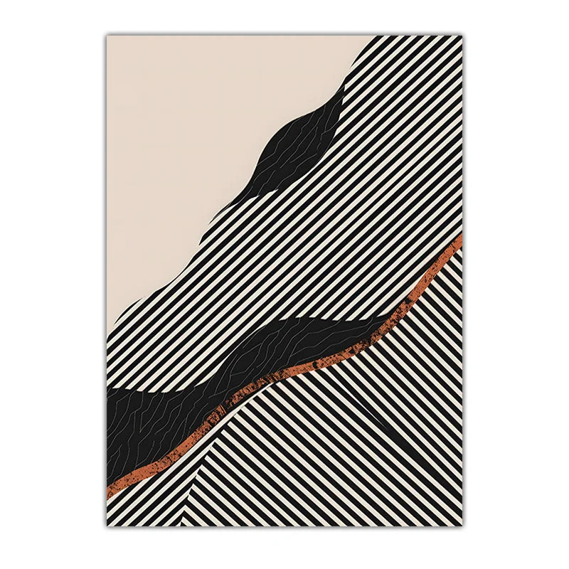 Abstract Wall Art Black and White Geometric Line Canvas Paintin Modern Style Poster Prints for Living Room Wall Decor Peaceful Pleasures Health and Wellness 02 20x25cm No Frame China Mainland