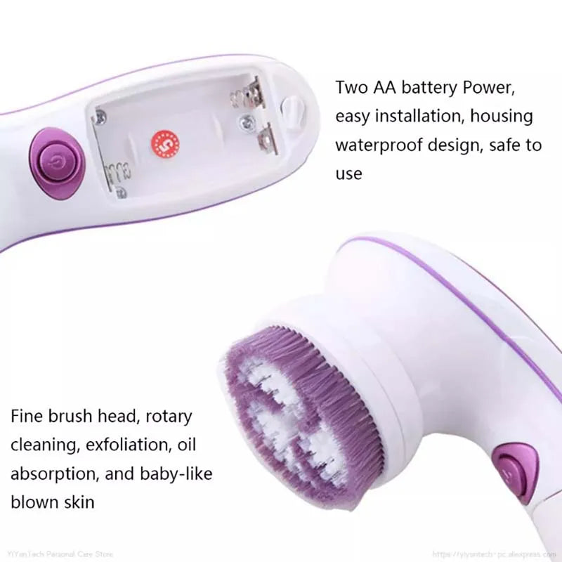 Light 4 1 Waterproof Facial Cleansing Brush Automatic Deep Exfoliating Skin Care Ozone Operated Electric Power Source Stock Peaceful Pleasures Health and Wellness