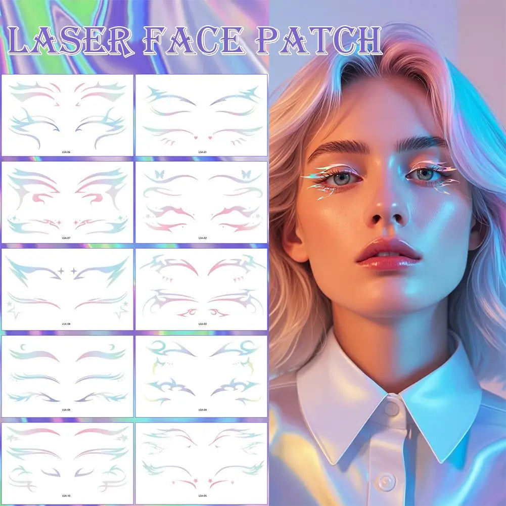 Laser Glitter Temporary Tattoo Face Stickers – Eye Decals