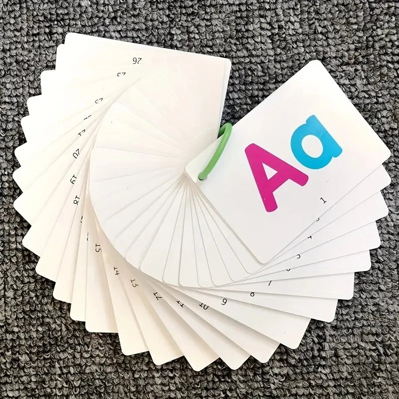 Wipe-able Alphabet Fun Cards Toy, Early Learning Educational Uppercase Lowercase Letters Gift For Kids, Spelling Animal Cartoon Peaceful Pleasures Health and Wellness