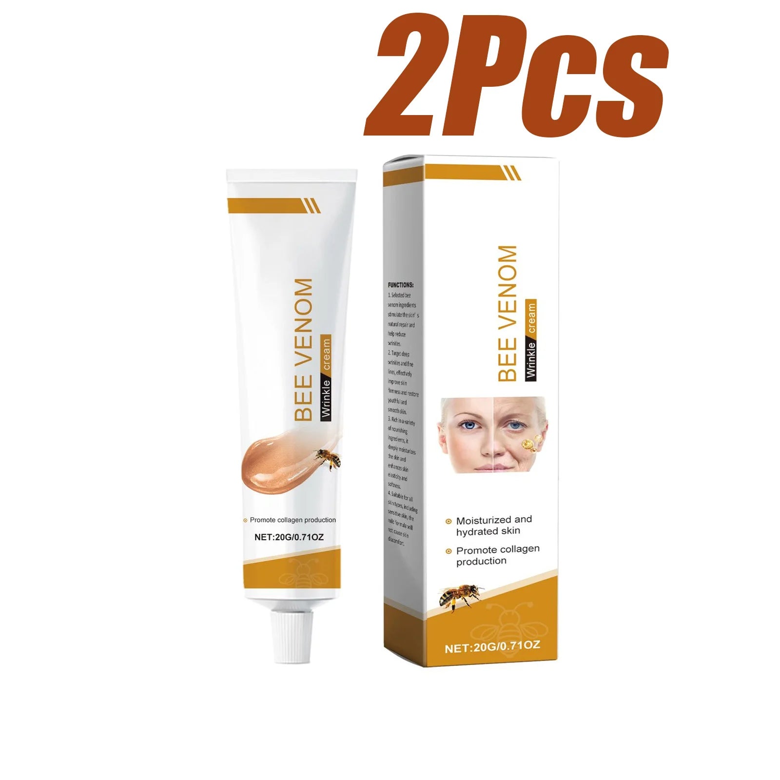 Bee Venom Anti-Aging Cream – Firm, Lift & Reduce Wrinkles Peaceful Pleasures Health and Wellness 2 x 20g Boxed