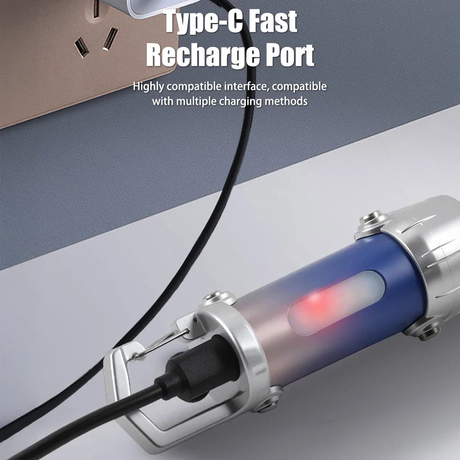 Mini COB Keychain Flashlight USB-C Rechargeable | Red Blue Strobe