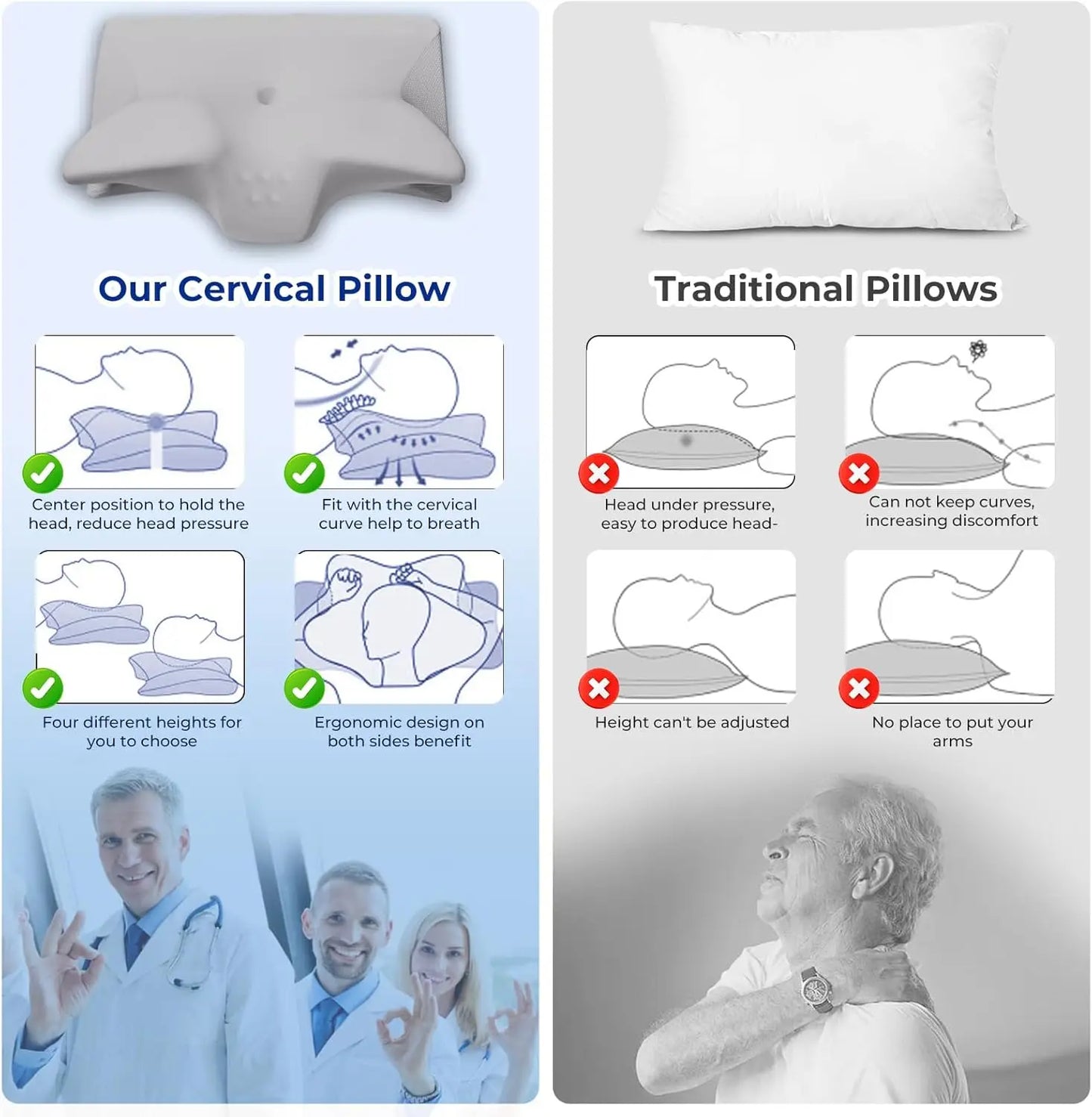 Cooling Memory Foam Neck Pillow for Pain Relief – Grey Neck Pillow Peaceful Pleasures Health and Wellness