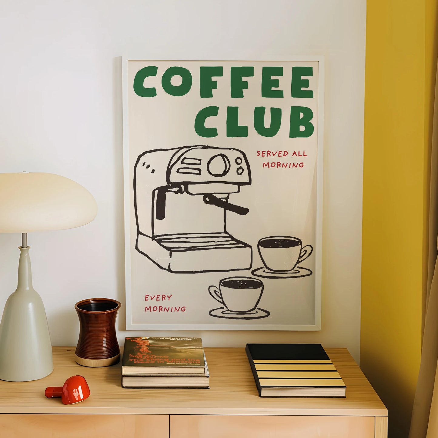 Coffee Club Vintage Canvas Wall Art | Kitchen Coffee Poster