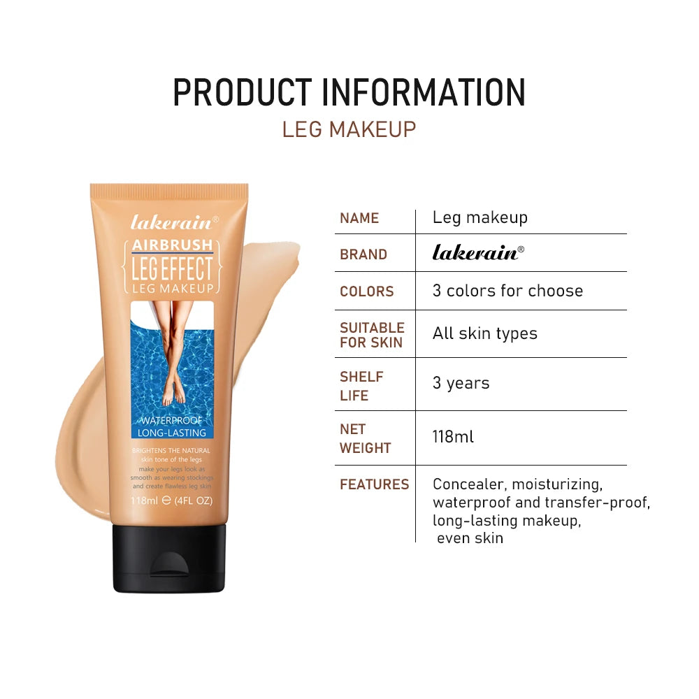 Lakerain Leg Makeup Leg Makeup Waterproof And Anti-Transfer Concealer Even Skin Tone Wheat Tan Brown Liquid Foundation Peaceful Pleasures Health and Wellness