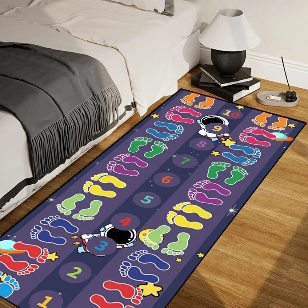 Indoor Jumping Game Mat,Hop Count Hop-Scotch Rug Boosts Motor Skills And Cognitive Growth Kindergarten Classroom Activity Peaceful Pleasures Health and Wellness