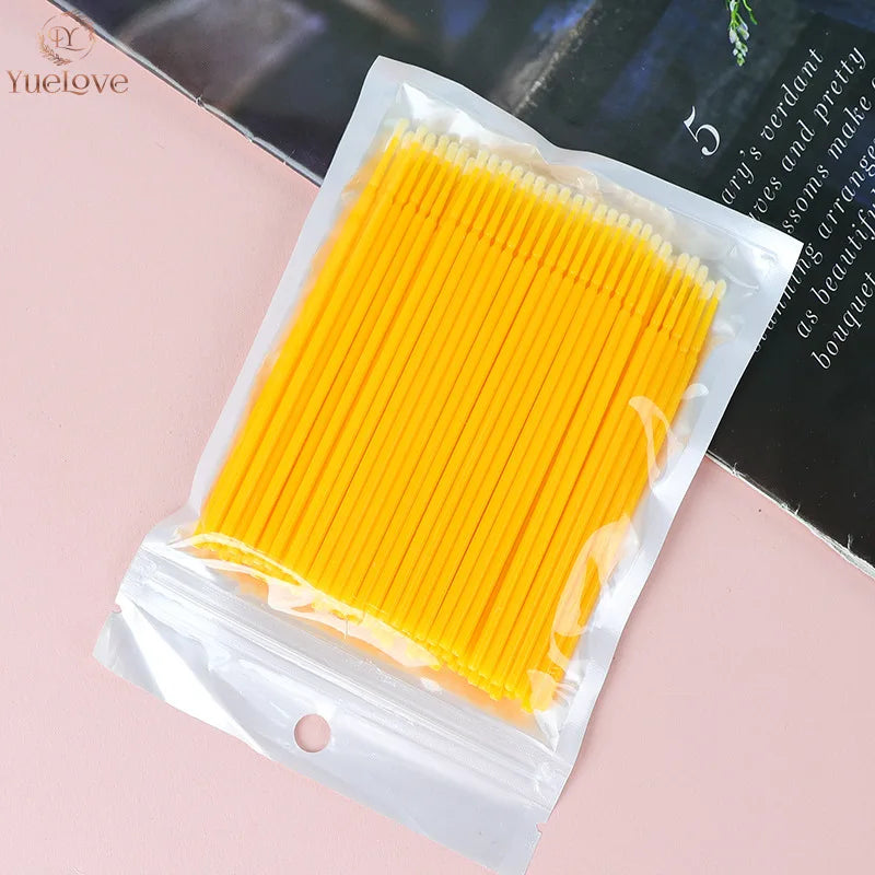 100Pcs Eyelash Micro Cleaning Brushes | Lash Extension Swabs