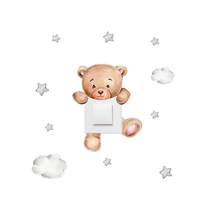 Cute Giraffe Bear Elephant Star Switch Sticker Kid Baby Bedroom Decoration Self-adhesive Home Decor Wallpaper Child Wall Decals Peaceful Pleasures Health and Wellness Pattern 2