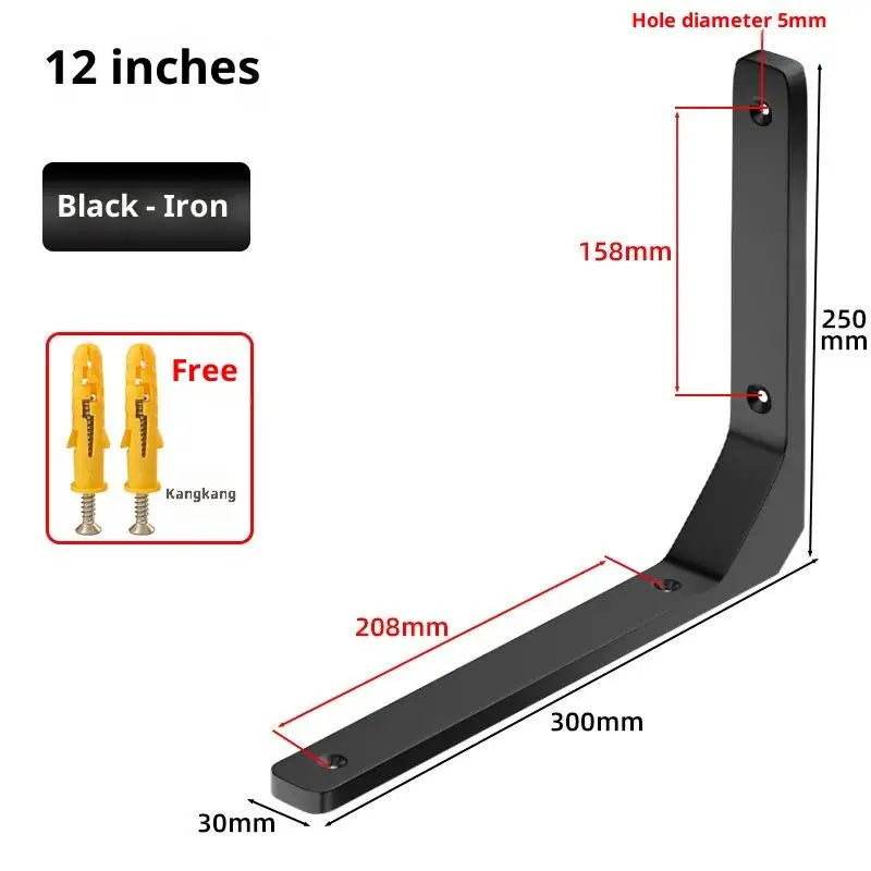 1PC Wall Mounted Shelf Angle Brackets Industrial Floating L Shelf Bracket Thick Heavy Duty Peaceful Pleasures Health and Wellness 1pc Black 300X250MM