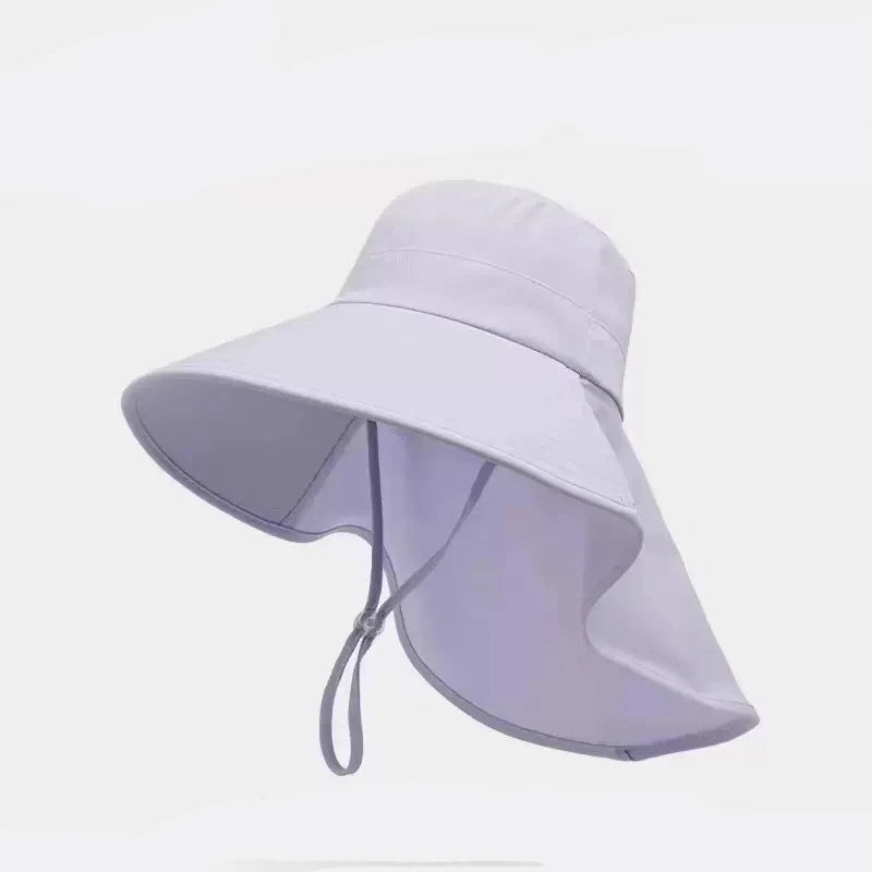 A Large Shawl Sun Hat Covering The Face Windproof and UV-resistant A Versatile Cycling Sun Hat A Fisherman's Hat for Women Peaceful Pleasures Health and Wellness purple