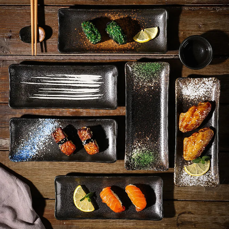 Creative 8-inch Rectangular Ceramic Sushi Plate Ideal for Japanese Cuisine and Dessert Display in Special Restaurants and Homes Peaceful Pleasures Health and Wellness