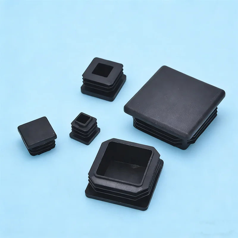 10Pcs Black Square Plastic End Caps – Tube & Pipe Box Section