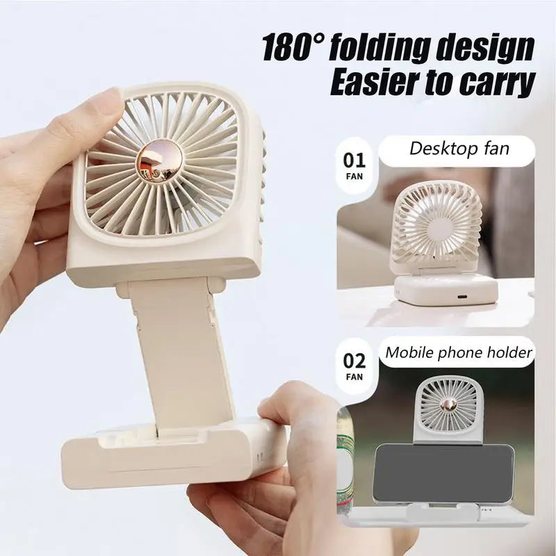 Portable Handheld Fan Folding Small Desk Fan with Digital Display Cool Down Gadget Cooling Blower For Indoor Outdoor Hot Weather Peaceful Pleasures Health and Wellness