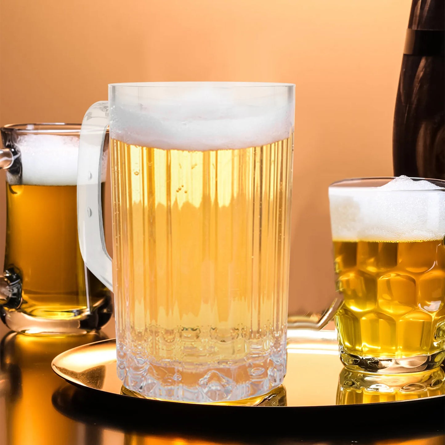 2Pcs 500Ml Extra Thick Plastic Beer Mug Handle Fine Workmanship Non Slip Base Ideal for Beer Water Juice Coffee Soda Peaceful Pleasures Health and Wellness Default Title