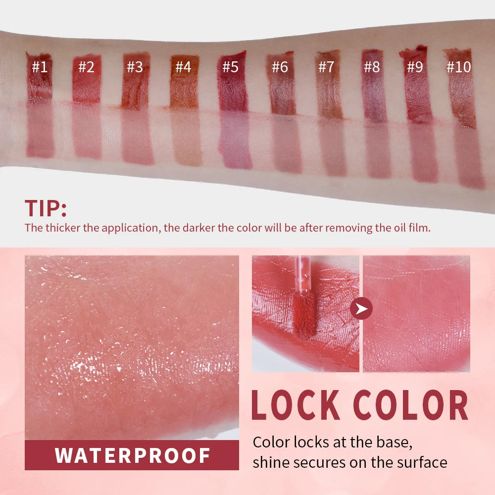Mirror Lip Stain Lip Glaze Color Long Lasting Shiny Gloss Nude Lipstick Moisturizing Skin Brightening Cosmetics Lips Glosses Peaceful Pleasures Health and Wellness