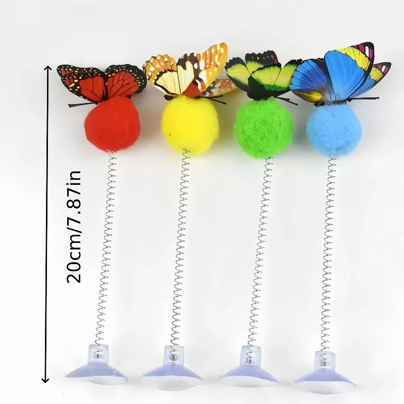 Cat Spring Ball Toys with Suction Cups & Butterfly Design Cat Spring Toy Peaceful Pleasures Health and Wellness