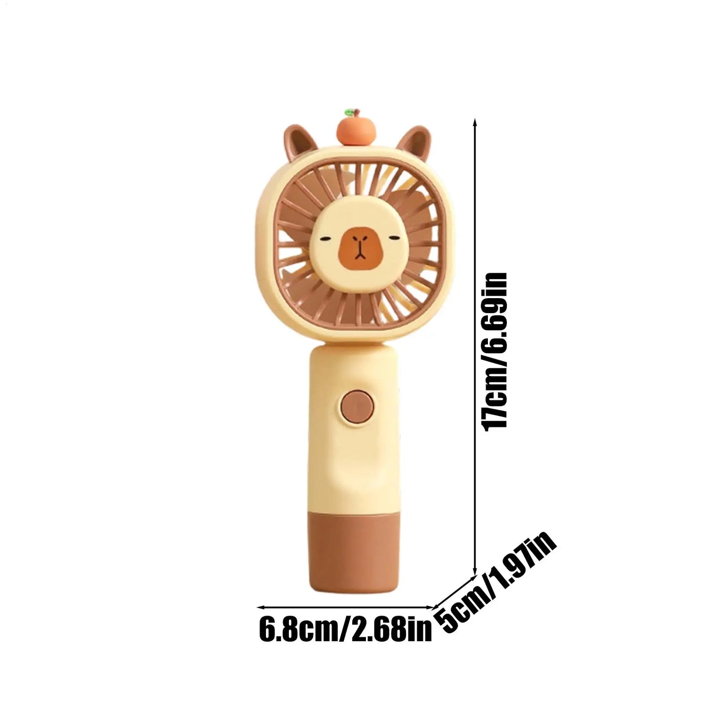 Capybara Handheld Mini Fan – 5-Speed USB Rechargeable Fan