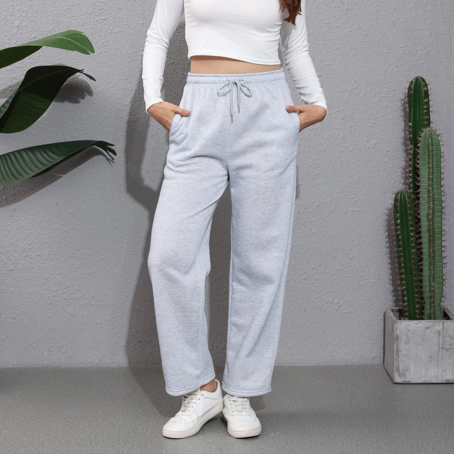 Women's Fleece-Lined Wide Leg Sweatpants | Casual Joggers