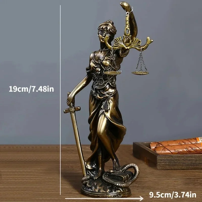 9.5X5X19cm Creative Retro Round bottom Justice Goddess Statue Lawyer Office Ornament Gifts Home Living room Sculpture Desk Decor Peaceful Pleasures Health and Wellness goddess