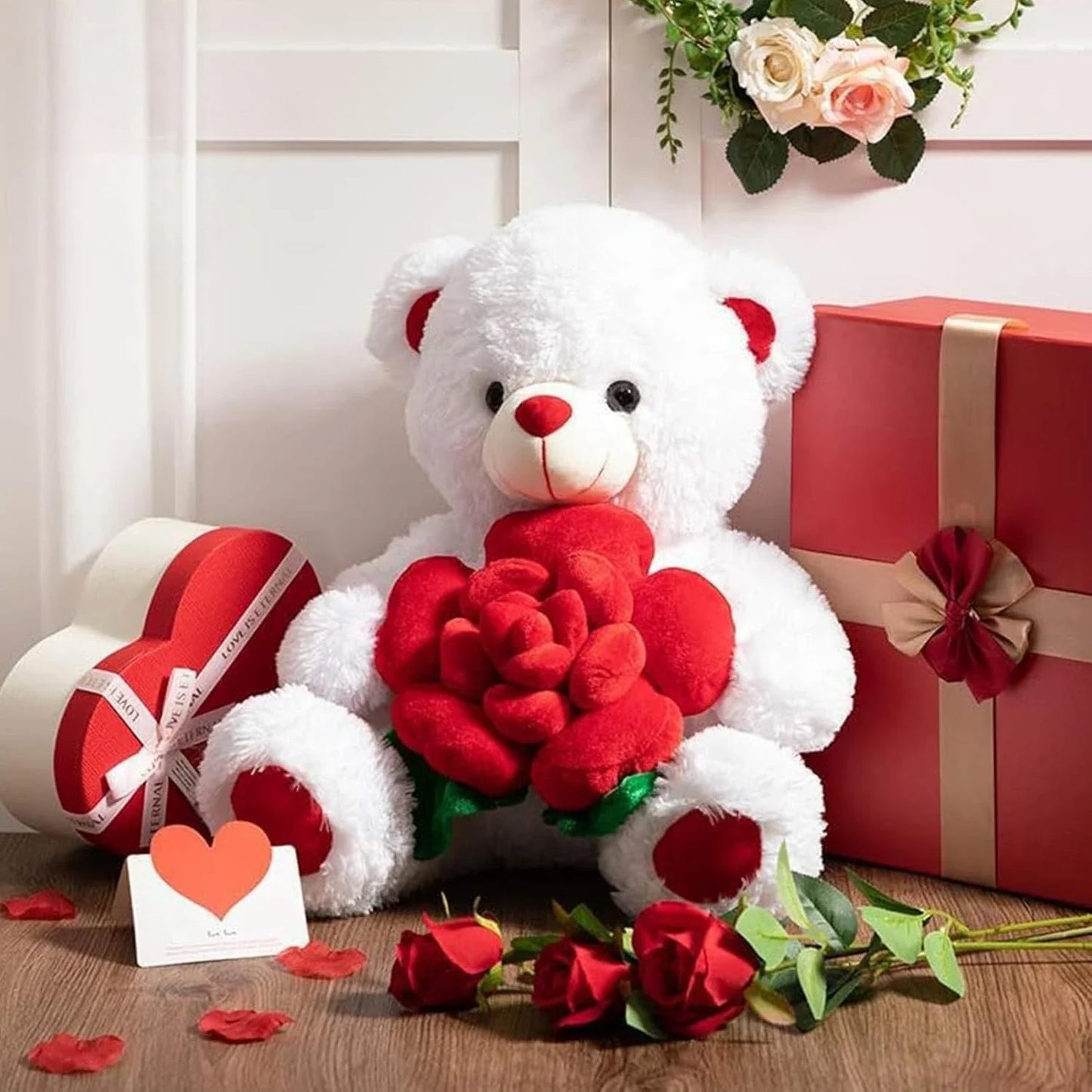 Rose Bear Plush Stuffed Animal – Romantic Keepsake Gift Doll