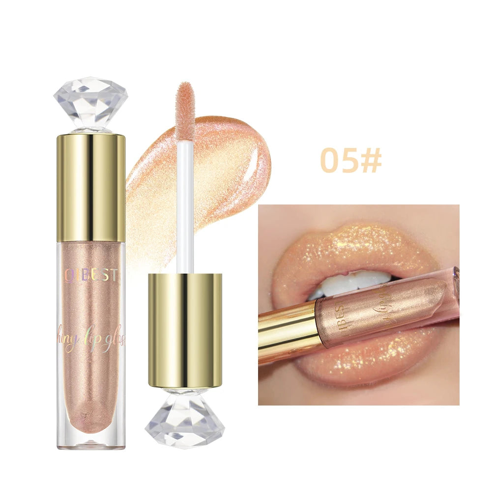 QIBEST Glitter Lip Glaze Shimmer Diamond Lip Gloss Long Lasting Liquid Lipstick Makeup Lip Oil Tint Moisturizing Lips Makeup Peaceful Pleasures Health and Wellness 05
