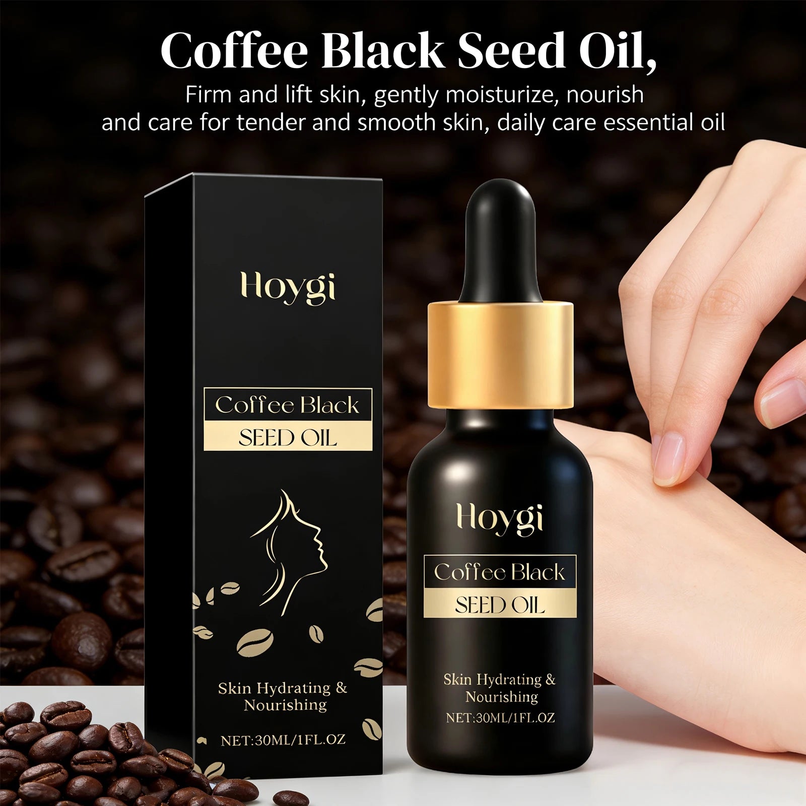 Coffee Black Seed Oil for Face Repair Anti Dryness Nourishing Moisturizing Skin Lifting Firming Improve Sagging Hydrating Care Peaceful Pleasures Health and Wellness