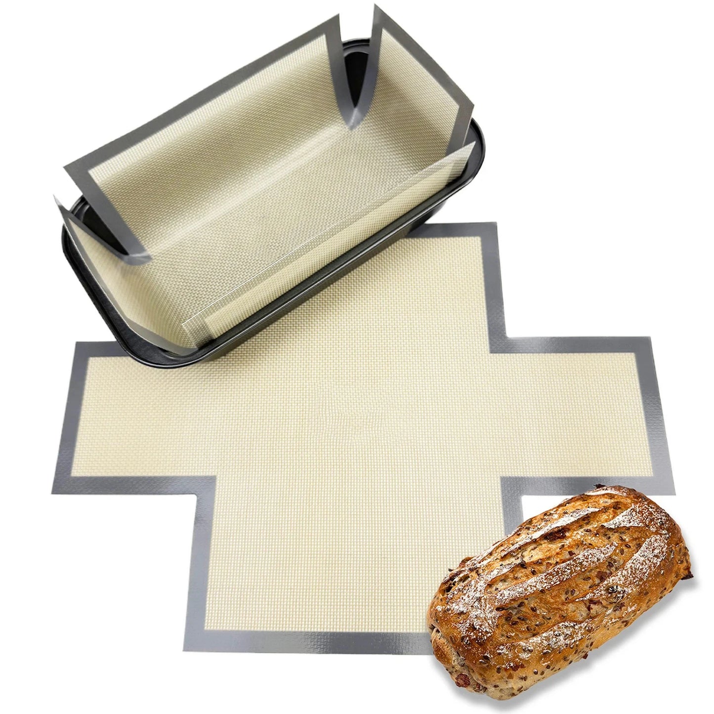 Silicone Bread Loaf Pan Liner – Reusable Non-Stick Baking Mat for 9.5 x 5 Inch / 1.5LB Pans, Oven Safe to 480°F