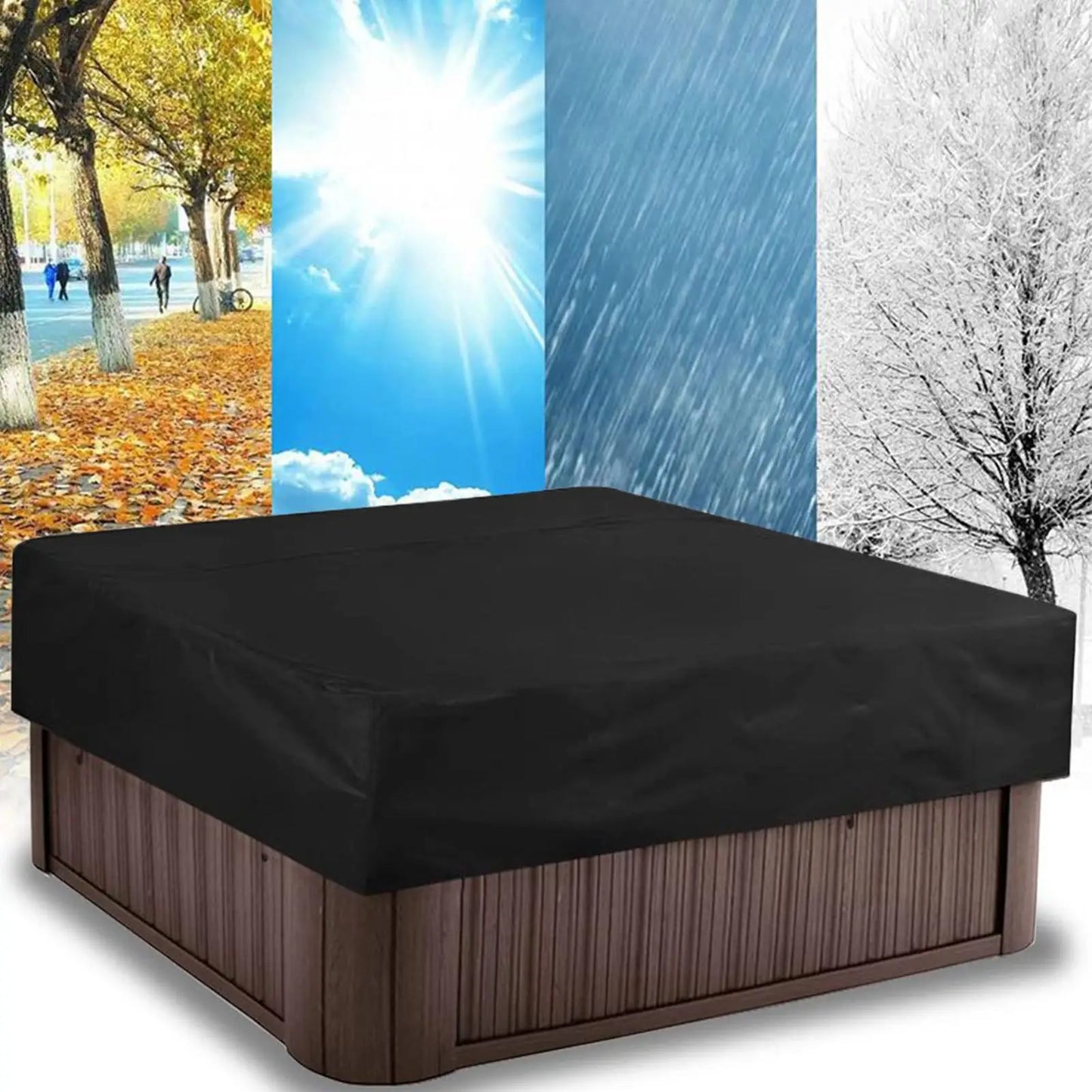 220x220x30cm Waterproof & UV Resistant Hot Tub Cover Protector Square Spa Cover Caps for Outdoor Garden Backyard Poolside Use Peaceful Pleasures Health and Wellness