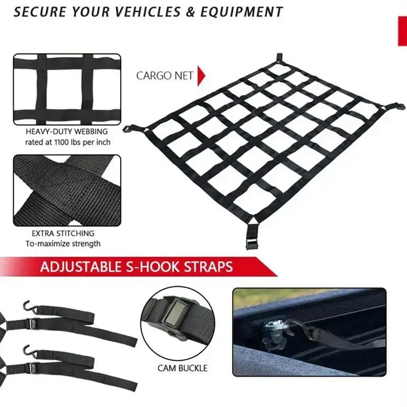 127X106cm/167X127cm/208X127cm Heavy Cargo Net Truck Trunk Roof Cargo Network Card for Trailer Luggage Net Exterior Accessories Peaceful Pleasures Health and Wellness