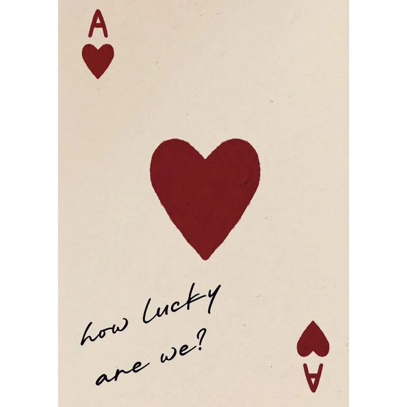 Retro Feeling Lucky Poster Cherry Positive Quotes Playing Card HD Printed Canvas Wall Art Pictures Home Bedroom Decor Gift Peaceful Pleasures Health and Wellness 7 30x40cm Unframed
