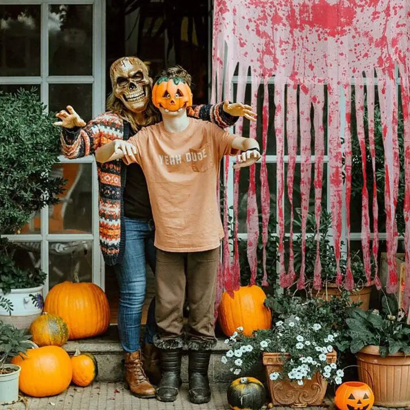 Halloween Bloody Handprints Door Curtain Scary Blood Stained Gauze Fabric Strip Horror Themed Party Props DIY Household Decor Peaceful Pleasures Health and Wellness