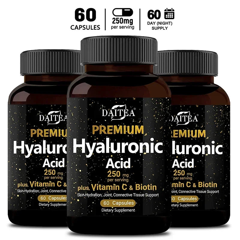 Hyaluronic Acid 250mg + Biotin & Vitamin C – 3-in-1 Capsules