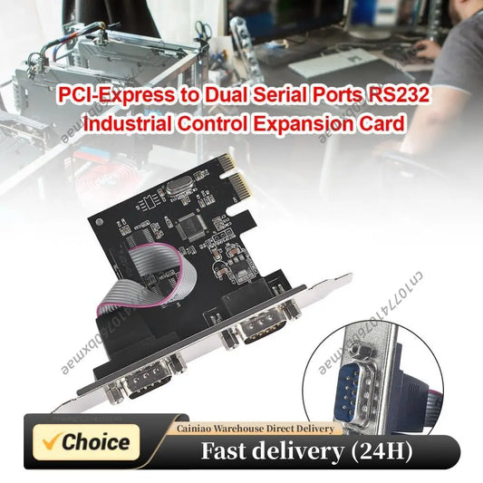 PCI-E Serial Card PCI-Express to Dual Serial Ports COM RS232 Interface Desktop Industrial Control Computer Expansion Card Peaceful Pleasures Health and Wellness