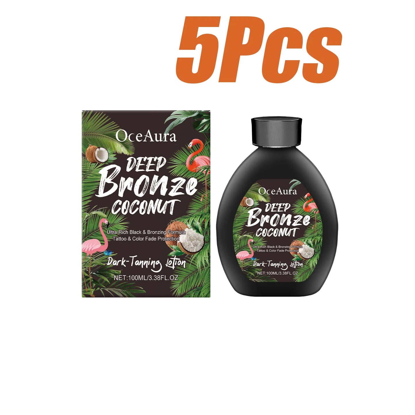 Coconut Oil Dark Tanning Lotion – Bronze Glow Accelerator Peaceful Pleasures Health and Wellness 5 x 100ml Boxed