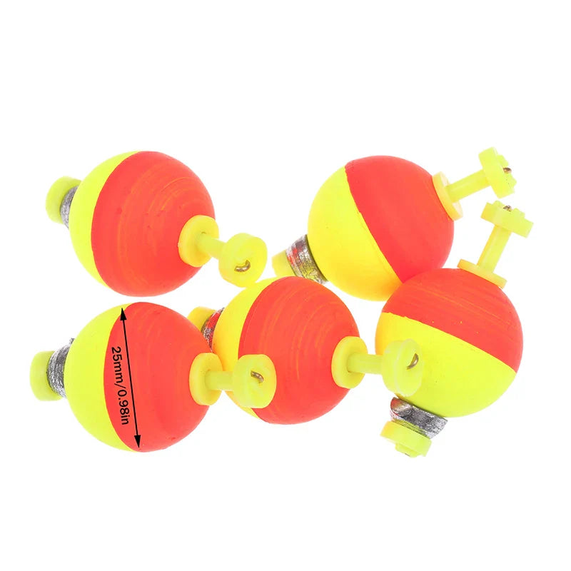 5-Pack Snap-On Fishing Bobber Floats – Weighted EVA Foam
