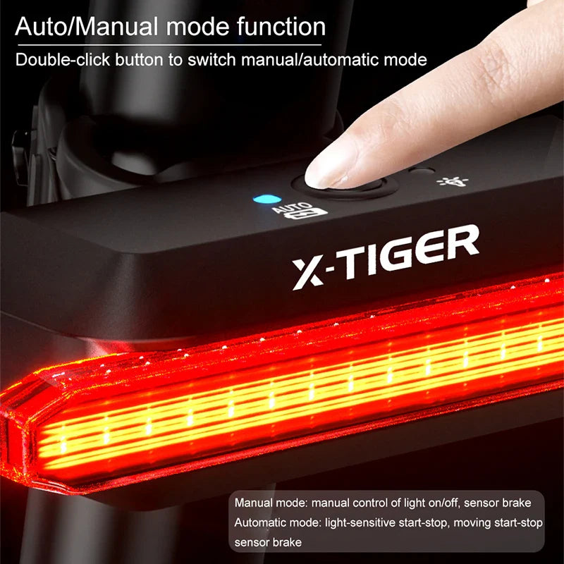 X-TIGER Smart Brake Sensing LED Bike Tail Light USB-C
