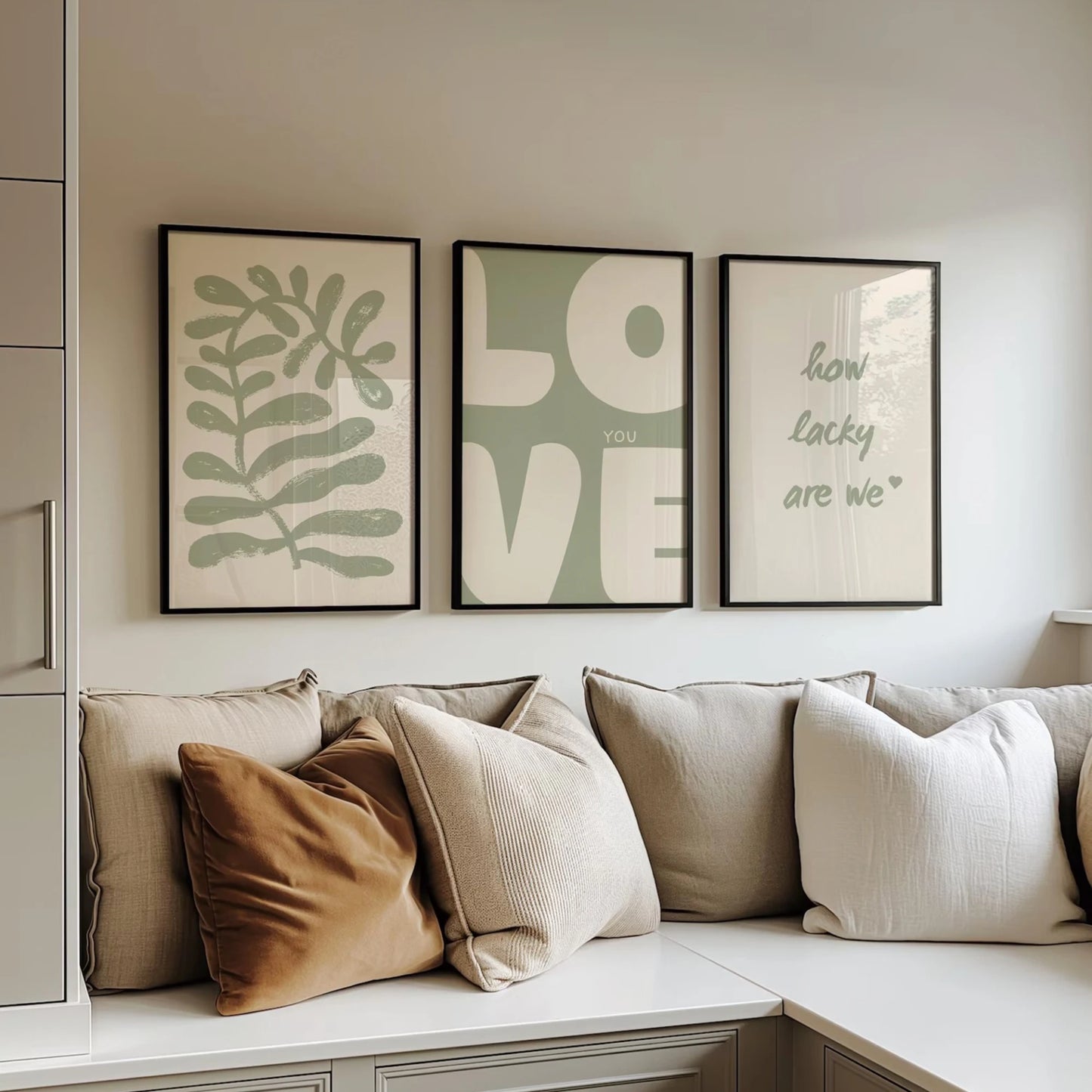 Sage Green Botanical Love Quote Canvas Wall Art Print