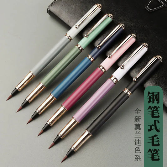 Morandi Fountain Pen Calligraphy Brush Metal Soft Bristle Small Peaceful Pleasures Health and Wellness