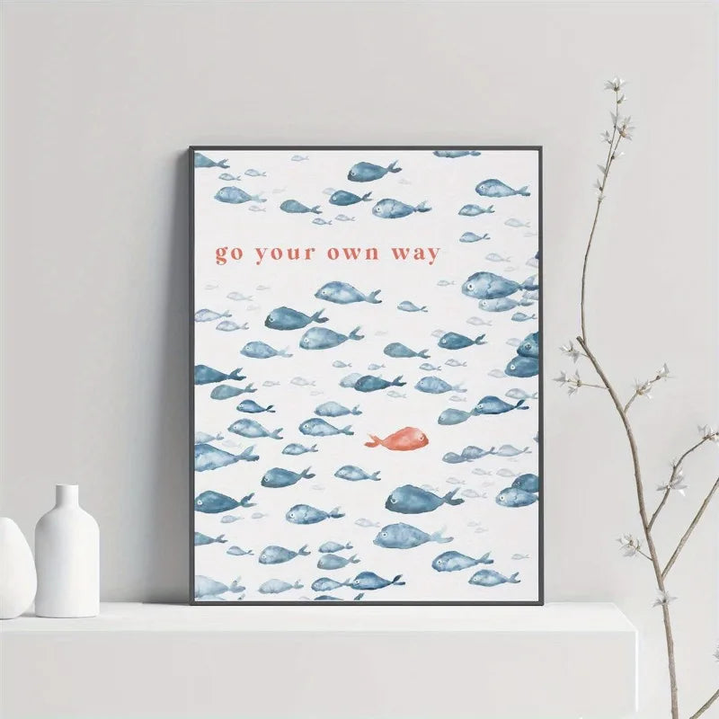 Fish Pattern Canvas Poster | Nautical Coastal Wall Art Unframed Canvas Wall Poster Peaceful Pleasures Health and Wellness