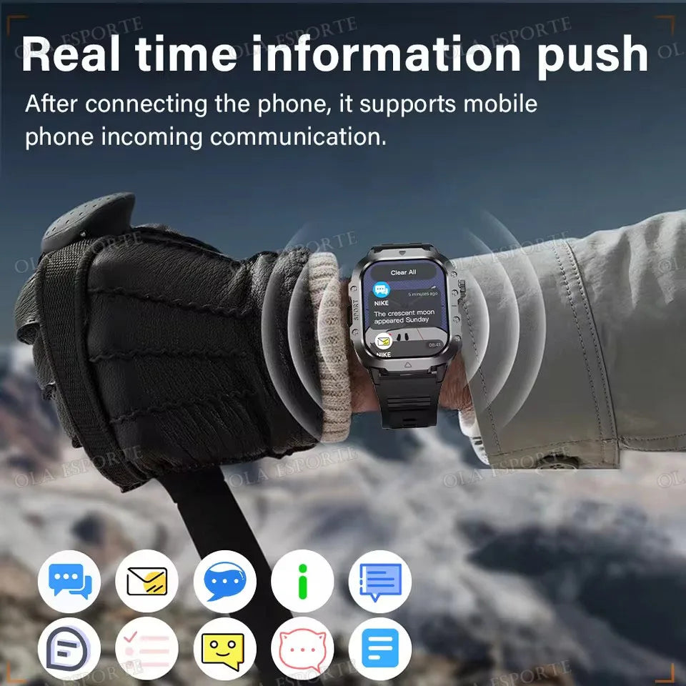 Men Smart Watch Bluetooth Call Sleep Heart Rate Health Monitor Outdoor LED Flashlight Waterproof Sports Watche For Android IOS Peaceful Pleasures Health and Wellness