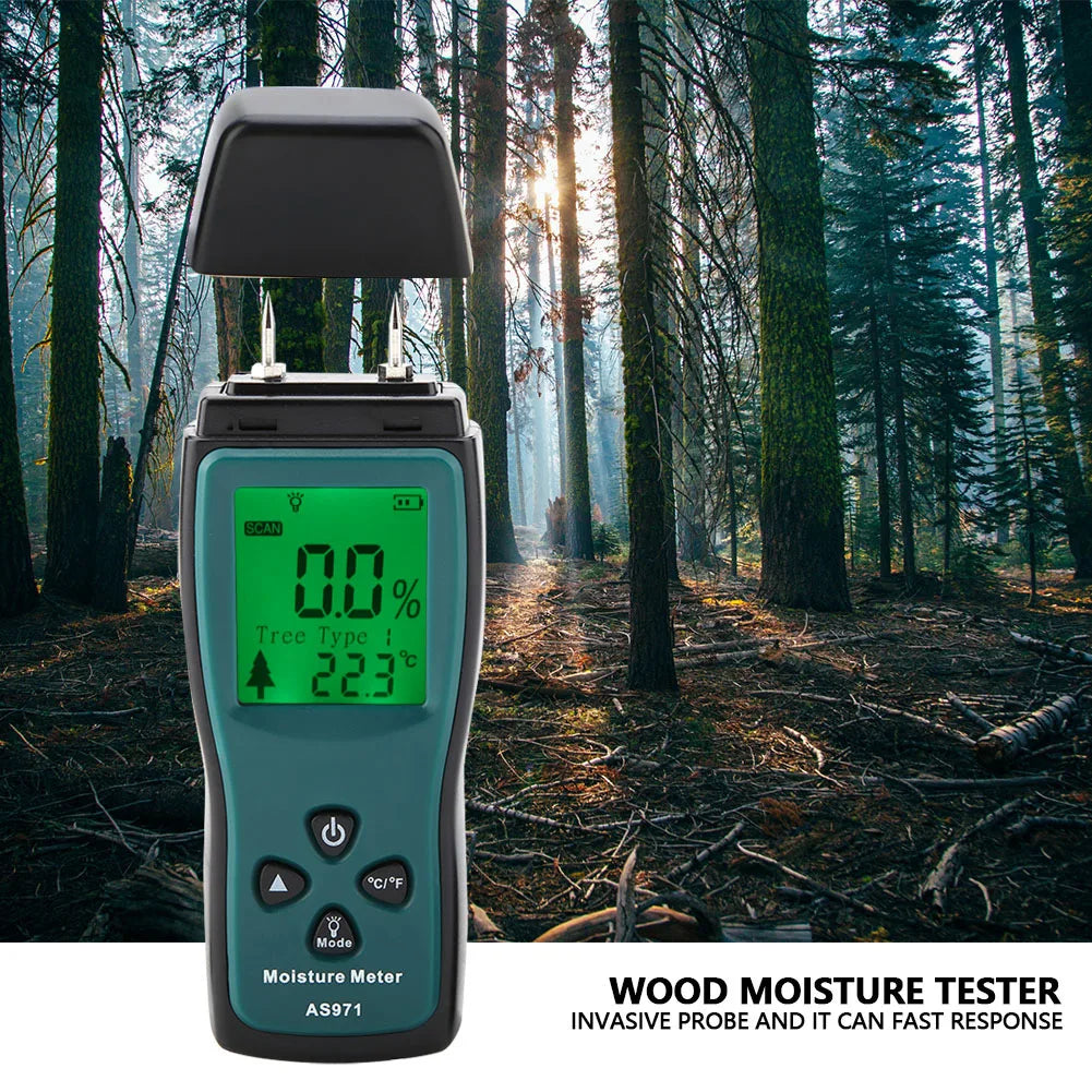 Digital Wood Moisture Tester Wood Moisture Tester SMART SENSOR AS971 LCD Display Digital Wood Moisture Humidity Tester 0~40℃ Peaceful Pleasures Health and Wellness