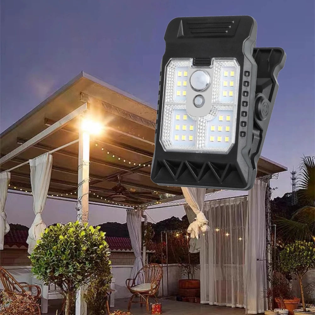 Portable LED Solar Clamp Light Outdoor Waterproof Garden Camping